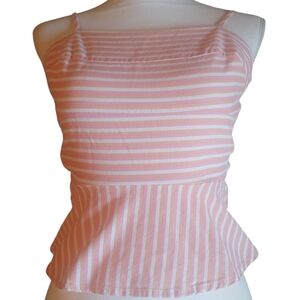 Francesca's MiAmi Pink & White Striped Camisole Adjustable Spaghetti Straps Sm